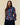 Women's Cotton Poplin Plaid Asymmetrical Button Down Blue Brown Plaid