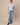 Acid Washed Cotton Cable Knit Sweater Light Blue