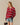 Cotton Striped Keyhole Sweater with Denim Red