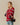 Cotton Striped Keyhole Sweater with Denim Red